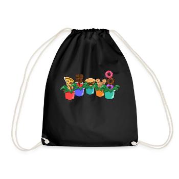 Plant Flowers Vegetarian Vegan T-Shirt Flowers. - Drawstring Bag - black - Front
