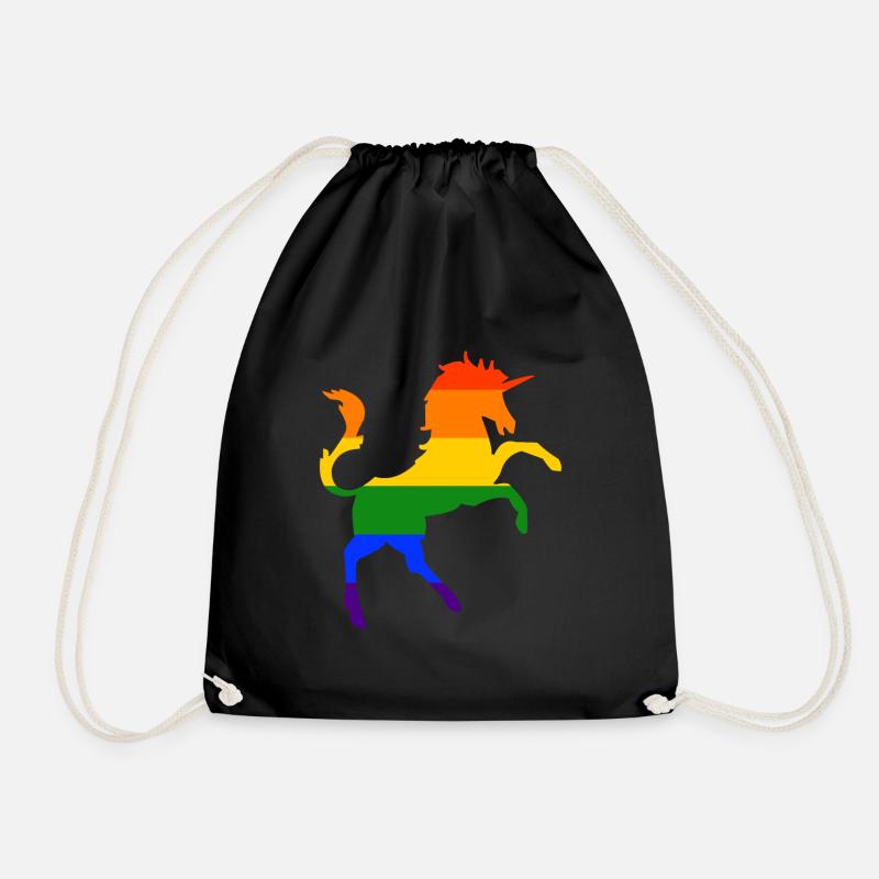 Unicorn LGBT Gay Pride Rainbow CSD - Drawstring Bag - black