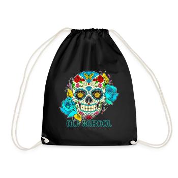 Oldschool Skull shirt - Turnbeutel - Schwarz - Vorne