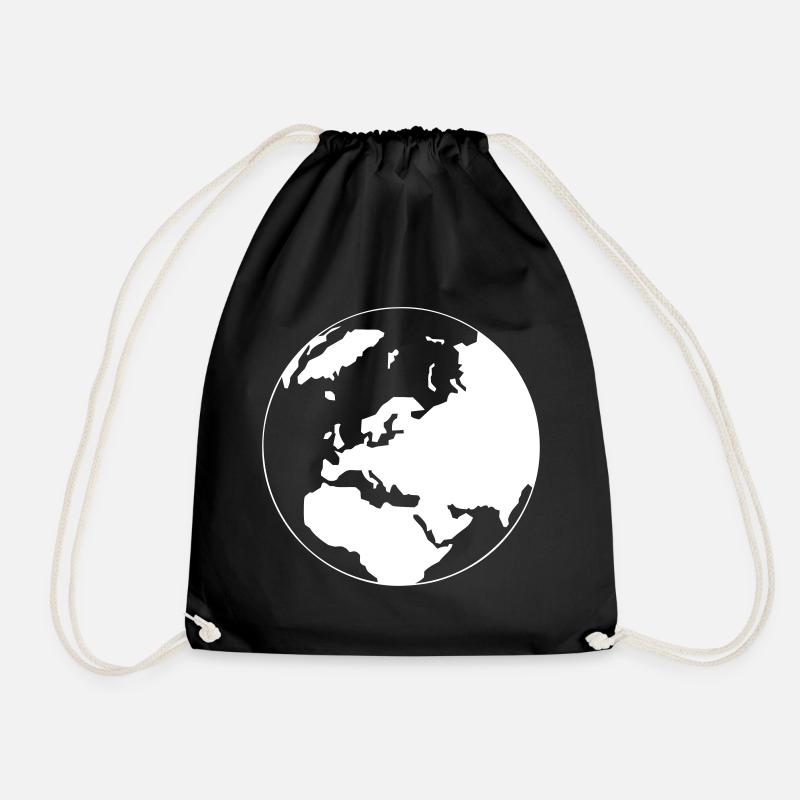 A world map - Drawstring Bag - black