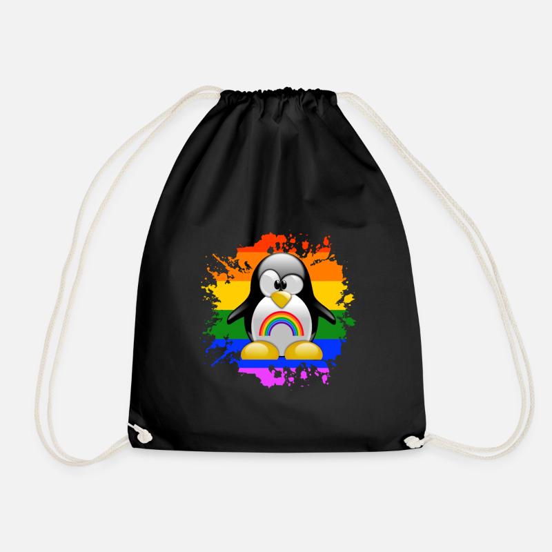 LGBT Pinguin Gay Pride CSD Regenbogen - Turnbeutel - Schwarz
