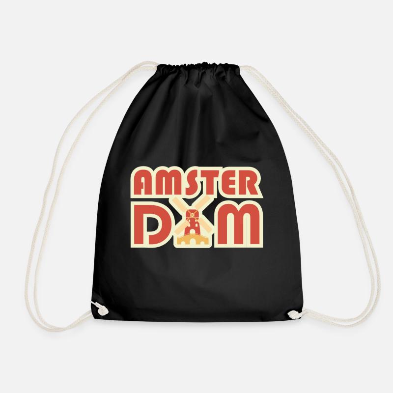 Travel Amsterdam - Drawstring Bag - black