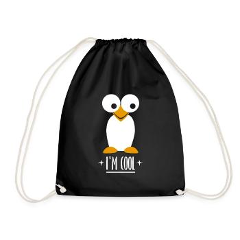 I'm COOL penguin - Drawstring Bag - black - Front