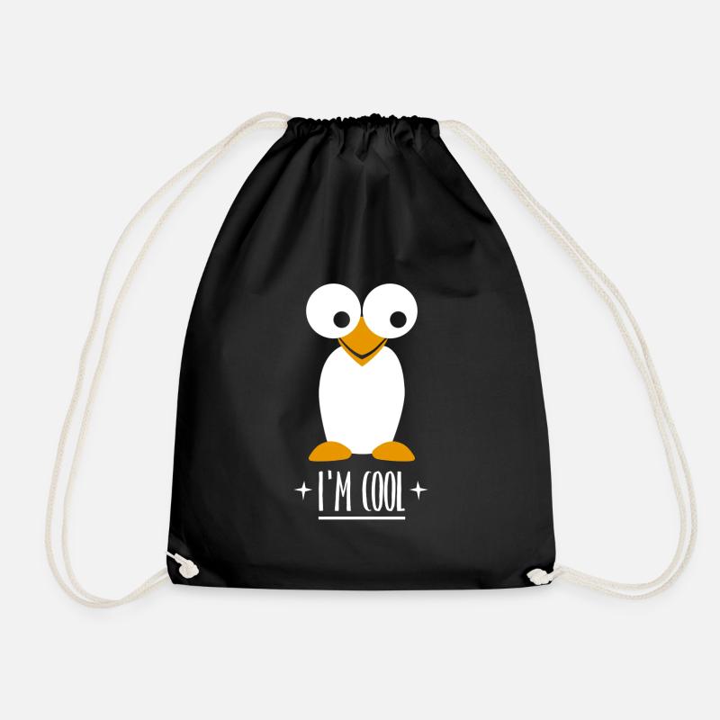 I'm COOL penguin - Drawstring Bag - black