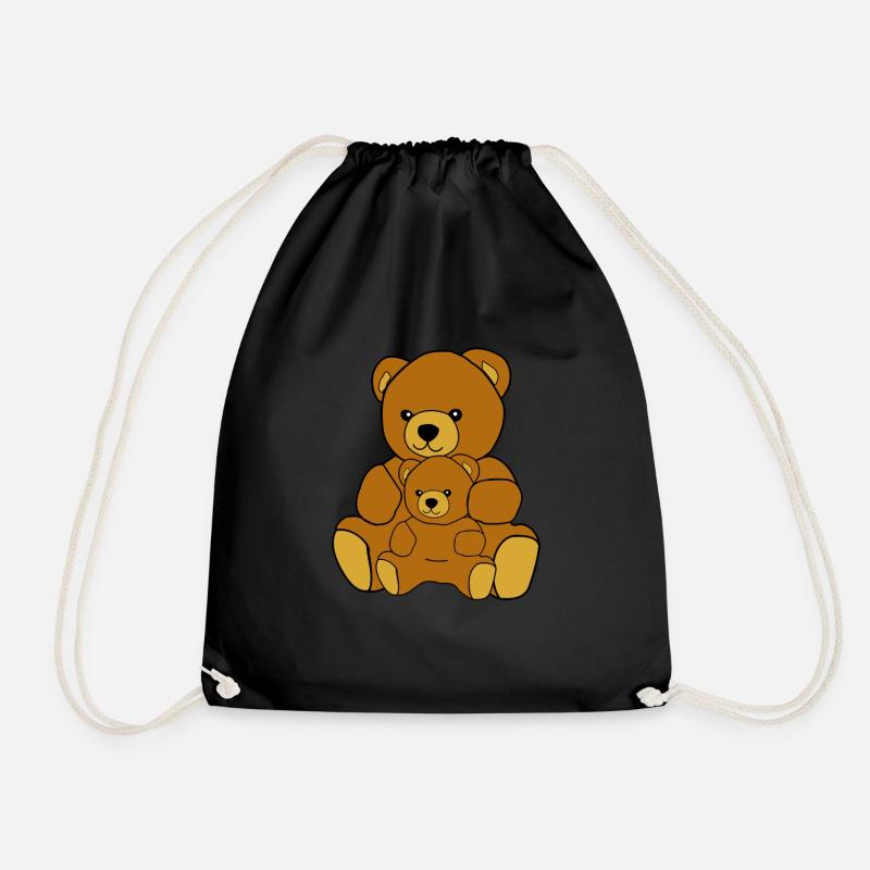 Teddy-Bär mit Kind - Turnbeutel - Schwarz