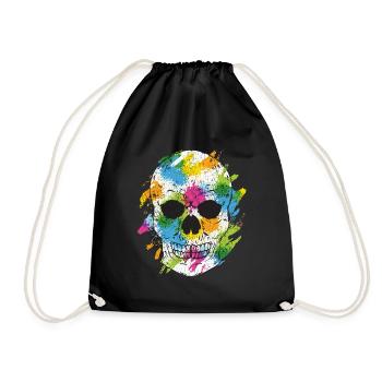 Watercolor Skull Skull Colors Colorful Horror - Drawstring Bag - black - Front