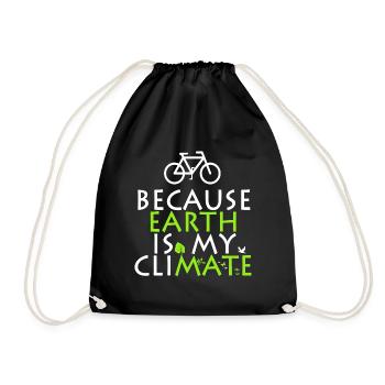 Bicycle because earth is my cliMATE - Drawstring Bag - black - Front