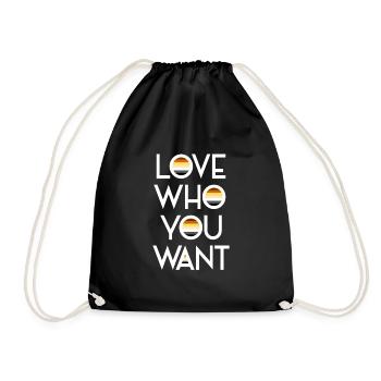 Love who you want LGBT Bear Gay Pride Bear CSD - Drawstring Bag - black - Front