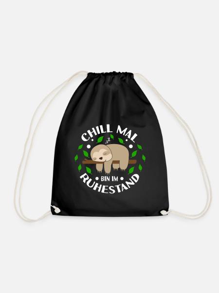 Ruhestand Rente Faultier Geschenk Geschenkidee - Turnbeutel - Schwarz