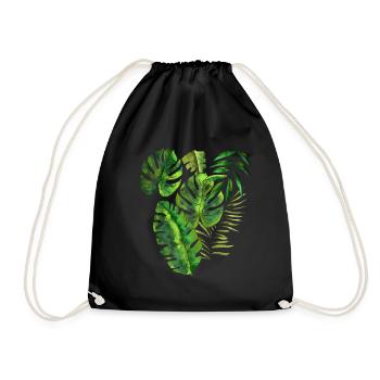 Motif feuilles palmier feuilles jungle - Sac de sport léger - noir - Devant