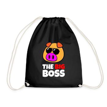 Schwein Boss Chef Vorgesetzter Geschenkidee - Turnbeutel - Schwarz - Vorne