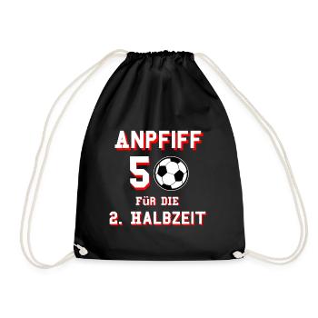 50. Geburtstag Fußball - Turnbeutel - Schwarz - Vorne