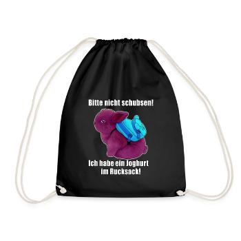 Joghurt im Rucksack - Turnbeutel - Schwarz - Vorne