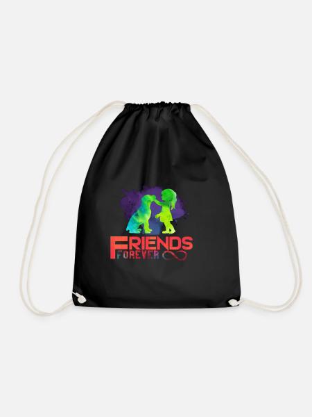 Dog friends forever childhood - Drawstring Bag - black
