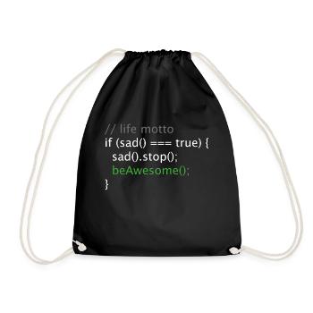 Computer Science Nerd Geek Programmer Life Motto - Drawstring Bag - black - Front