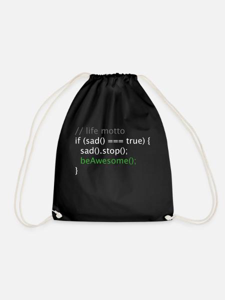Informatik Nerd Geek Programmierer lebensmotto - Turnbeutel - Schwarz
