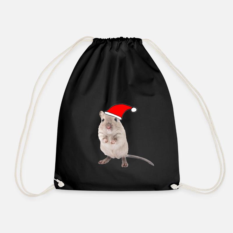 Rennmaus mit Weihnachtsmütze - Turnbeutel - Schwarz