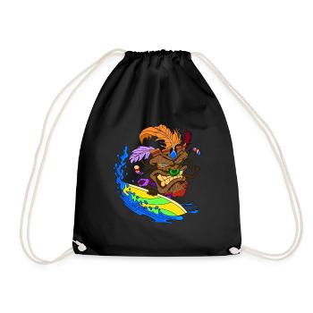 Masque de Tiki surfeur - Sac de sport léger - noir - Devant