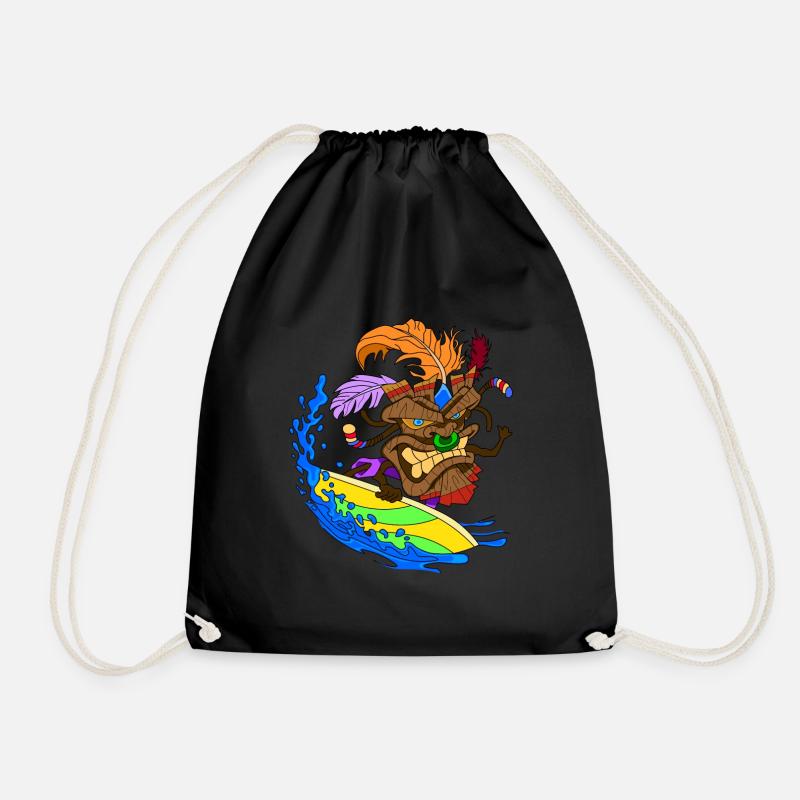 Tiki Maske Surfer - Turnbeutel - Schwarz