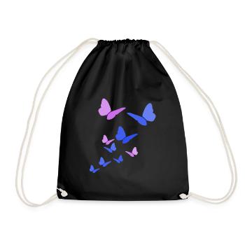 Schmetterlinge Schmetterling Geschenk lila blau - Turnbeutel - Schwarz - Vorne