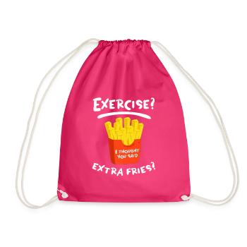 Exercise? Extra Fries? UNISEX FOOD - Turnbeutel - Fuchsia - Vorne