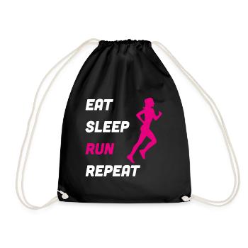 Eat Sleep Run Repeat Jogging Run Gift - Drawstring Bag - black - Front