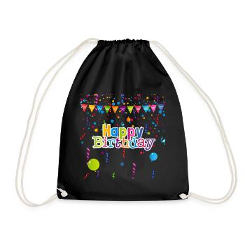 Happy birthday party with confetti - Drawstring Bag - black - Front