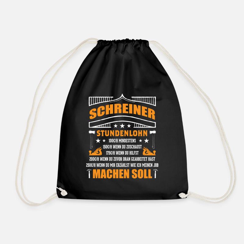 Schreiner Stundenlohn - Turnbeutel - Schwarz