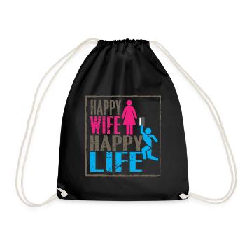 Femme heureuse - vie heureuse - Sac de sport léger - noir - Devant