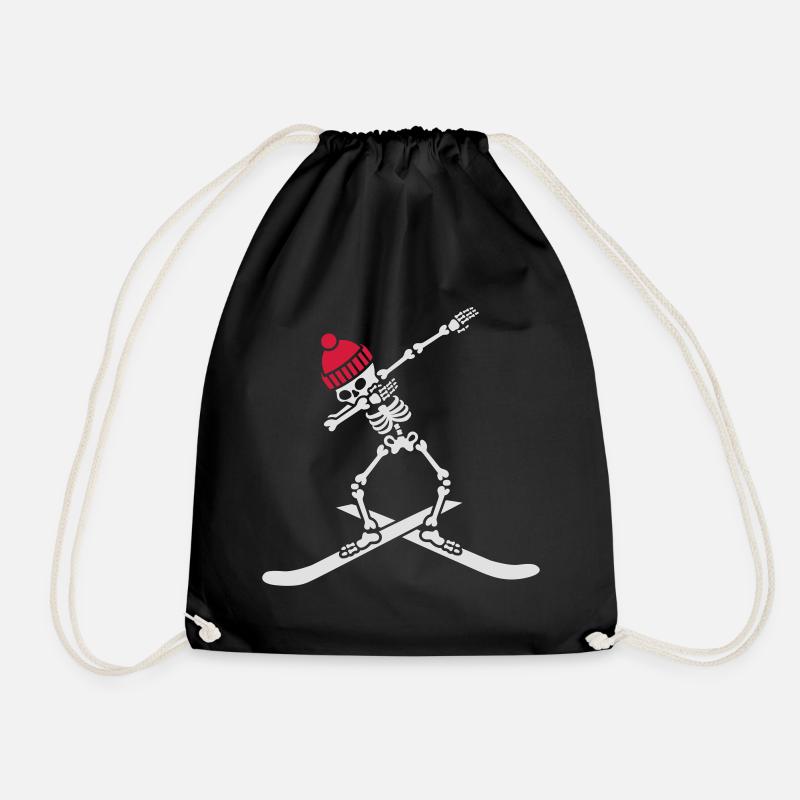 Dab dabbing skeleton ski skiing - Turnbeutel - Schwarz