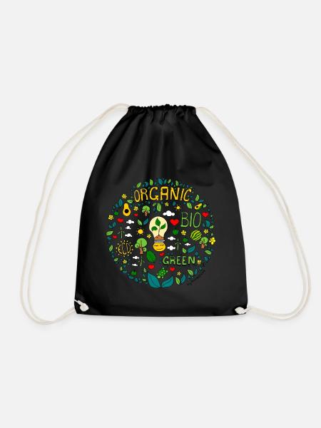 green planet sketch in colorful - Drawstring Bag - black