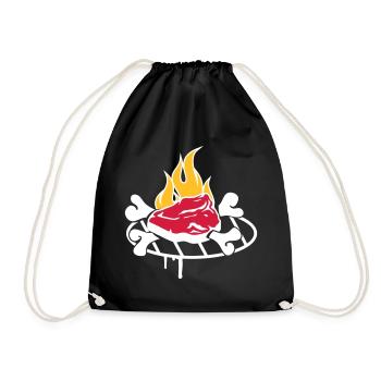 Steak with bones on the grill - Drawstring Bag - black - Front