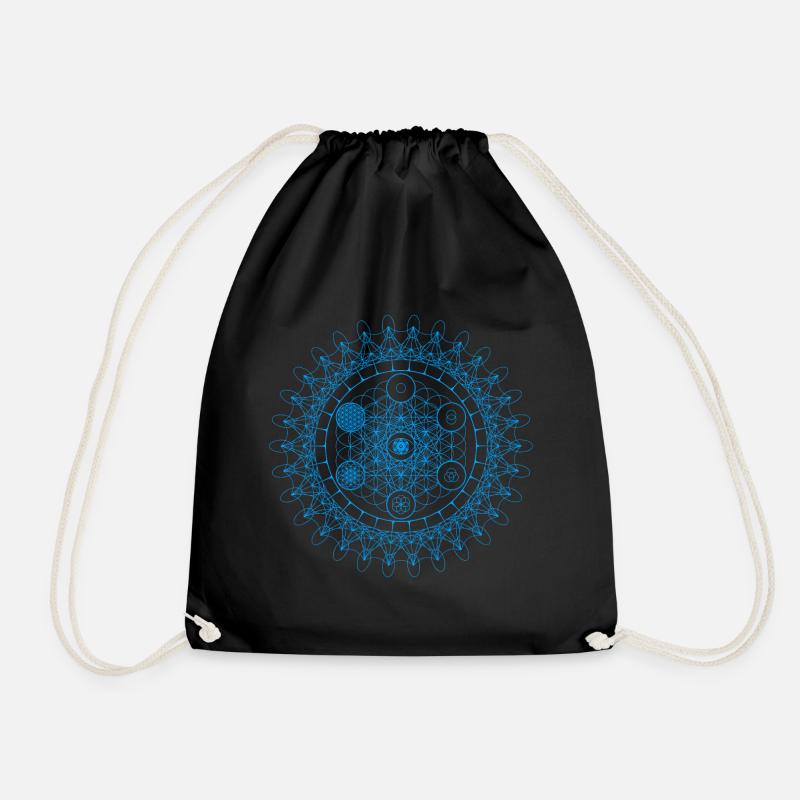 Metatrons Flower Sacred Eye Geometric Evolution - Turnbeutel - Schwarz