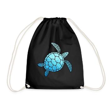 Schildkröte Turtle Geschenkidee Schildkröten Meer - Turnbeutel - Schwarz - Vorne