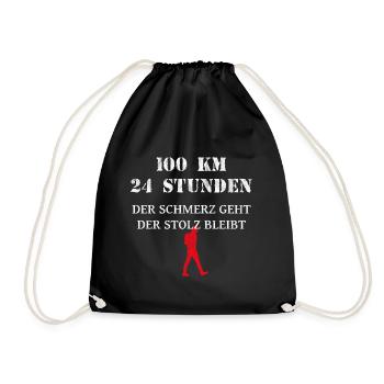 100 kilometer wandern in 24 stunden mit stolz - Turnbeutel - Schwarz - Vorne