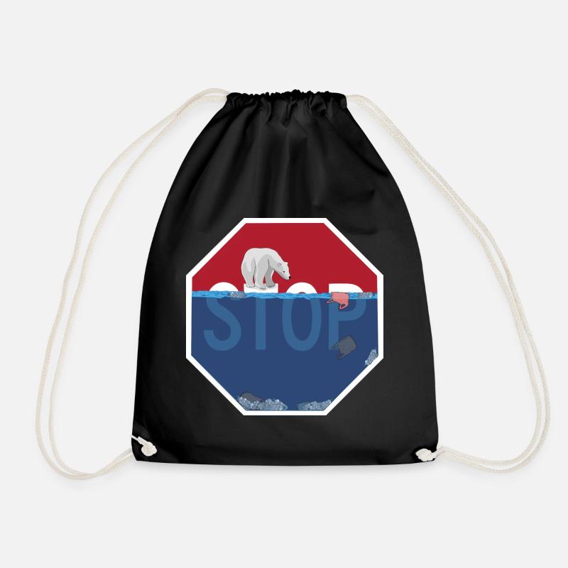 STOP plastic pollution / STOP à la pollution - Sac de sport léger - noir