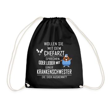 WOLLEN SIE MIT DEM CHEFARZT SPRECHEN - Turnbeutel - Schwarz - Vorne