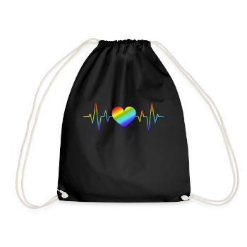 Arc-en-ciel LGBT Heartbeat EKG Gay Pride - Sac de sport léger - noir - Devant
