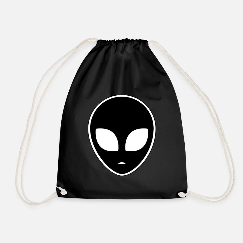Alienkopf Alien Aliens Ufo Space Geschenkidee - Turnbeutel - Schwarz