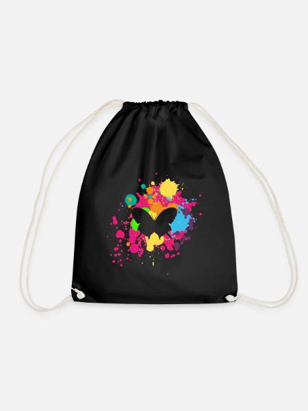 Schmetteling splashes of color - Drawstring Bag - black