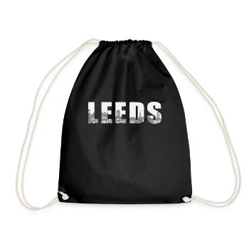 Leeds England UK City Holiday Gift Quote Cool - Drawstring Bag - black - Front