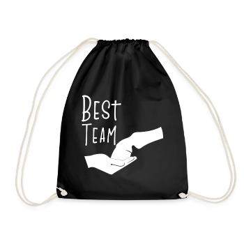 Cooles Pferde Shirt - Bestes Team Pferd + Mensch - Turnbeutel - Schwarz - Vorne
