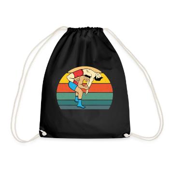 Retro Wrestling Shirt For Amateur Or Professional - Drawstring Bag - black - Front