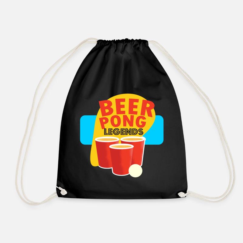 Beerpong - Drawstring Bag - black