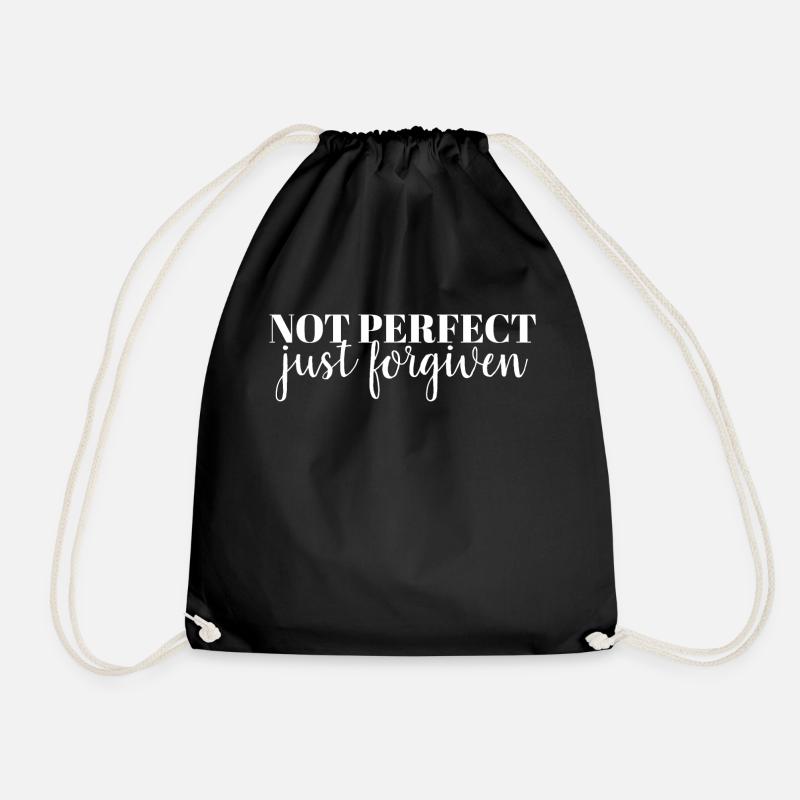 Not Perfect Just Forgiven - Christian - Drawstring Bag - black