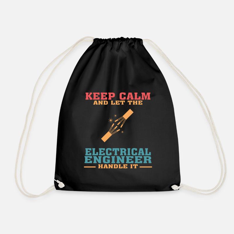 Funny Electrical Engineer Tshirt, Keep Calm - Drawstring Bag - black