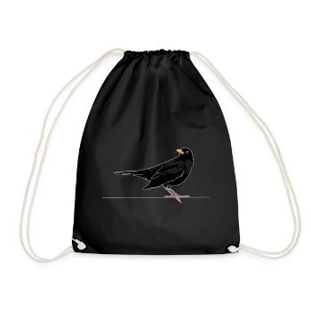 Amsel auf Dach - Turnbeutel - Schwarz - Vorne