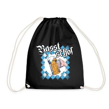 Basst scho Bier Bayern Saufen Dialekt - Turnbeutel - Schwarz - Vorne