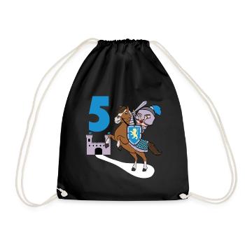 5. Geburtstag Große Geschenkidee für jeden Ritter - Turnbeutel - Schwarz - Vorne