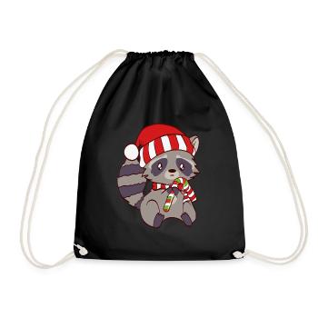 Spiritual Xmas Animal Tshirt Design Cute - Drawstring Bag - black - Front
